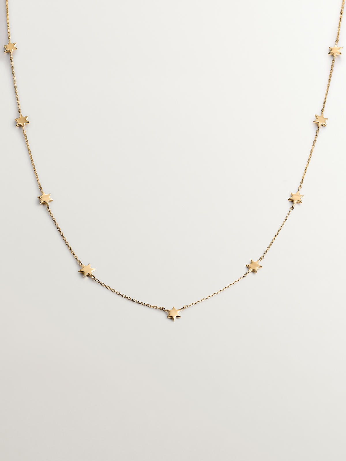 9K Yellow Gold Necklace with Stars